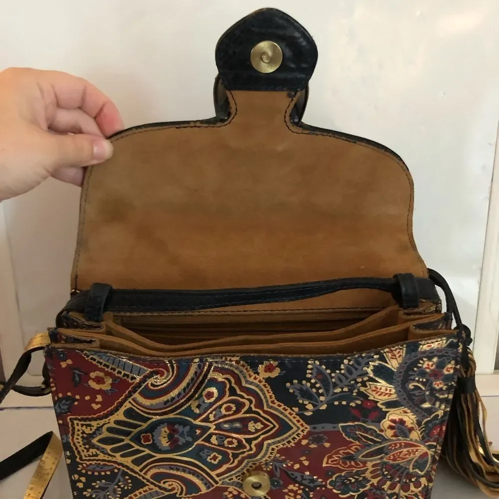Patricia Nash Van Sannio Provencal Escape Crossbody Paisley Gold Tassel